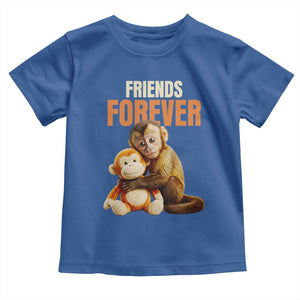 Friends Forever Viral Punch The Monkey Toddler T Shirt Cute Baby Monkey Hugging Plush Toy Best Friend Gift TS02 Royal Blue Print Your Wear