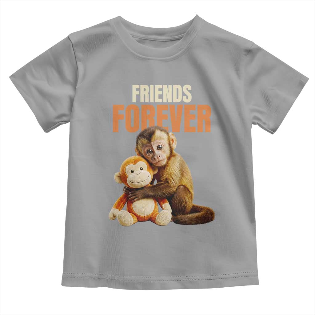 Friends Forever Viral Punch The Monkey Toddler T Shirt Cute Baby Monkey Hugging Plush Toy Best Friend Gift TS02 Sport Gray Print Your Wear