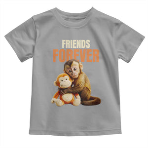 Friends Forever Viral Punch The Monkey Toddler T Shirt Cute Baby Monkey Hugging Plush Toy Best Friend Gift TS02 Sport Gray Print Your Wear