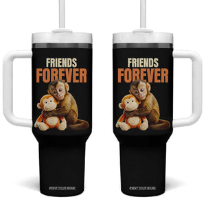 Friends Forever Viral Punch The Monkey Tumbler With Handle Cute Baby Monkey Hugging Plush Toy Best Friend Gift TS02 One Size: 40 oz Black Print Your Wear