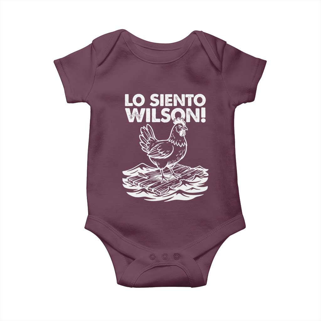 Lo Siento Wilson Funny Chicken Floating Meme Baby Onesie Viral Rooster Spanish Apology Trend TS02 Maroon Print Your Wear