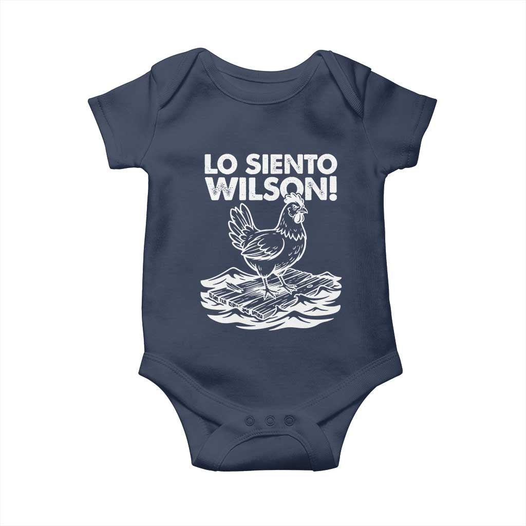 Lo Siento Wilson Funny Chicken Floating Meme Baby Onesie Viral Rooster Spanish Apology Trend TS02 Navy Print Your Wear