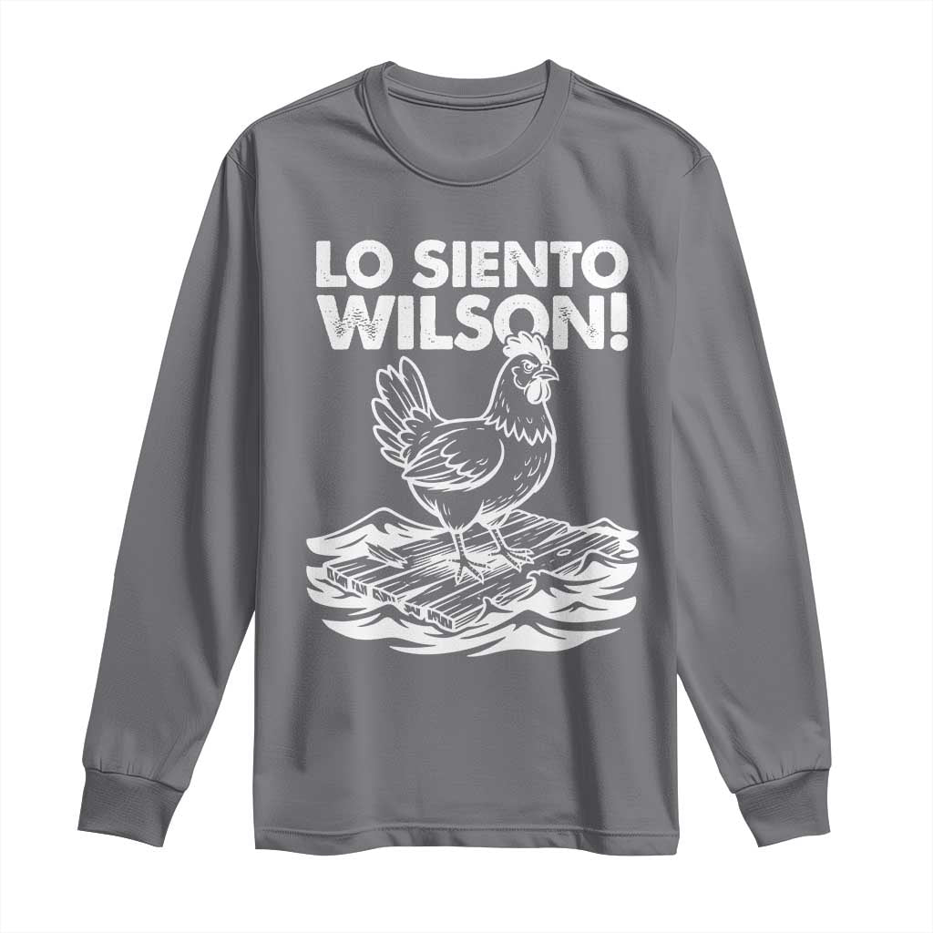 Lo Siento Wilson Funny Chicken Floating Meme Long Sleeve Shirt Viral Rooster Spanish Apology Trend TS02 Charcoal Print Your Wear