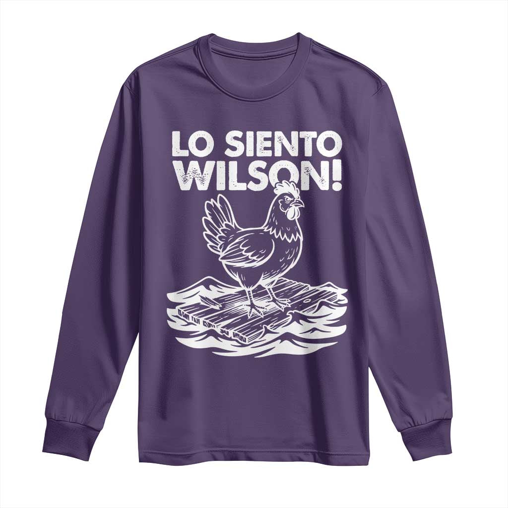 Lo Siento Wilson Funny Chicken Floating Meme Long Sleeve Shirt Viral Rooster Spanish Apology Trend TS02 Purple Print Your Wear