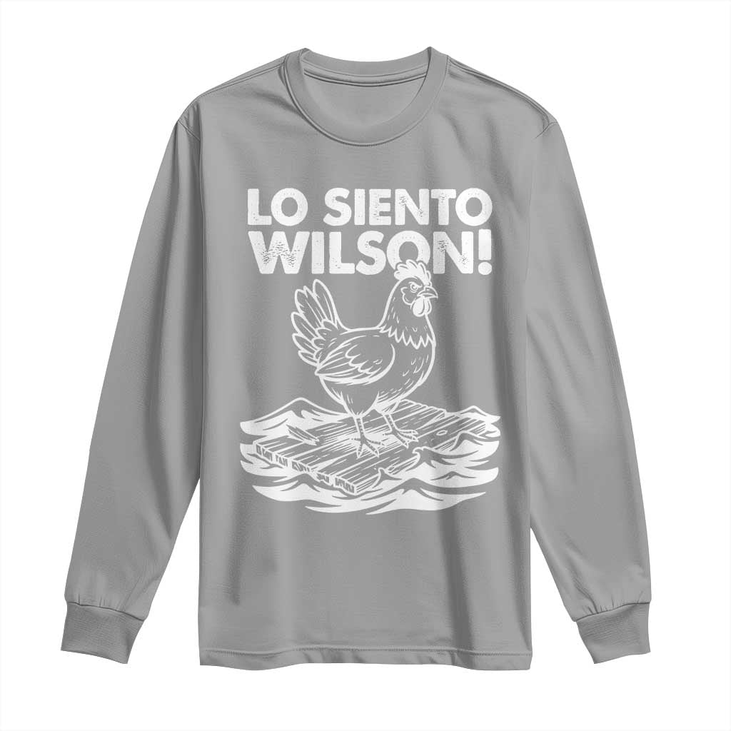 Lo Siento Wilson Funny Chicken Floating Meme Long Sleeve Shirt Viral Rooster Spanish Apology Trend TS02 Sport Gray Print Your Wear