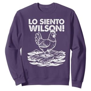 Lo Siento Wilson Funny Chicken Floating Meme Sweatshirt Viral Rooster Spanish Apology Trend TS02 Purple Print Your Wear
