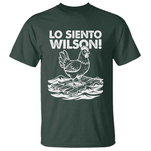 Lo Siento Wilson Funny Chicken Floating Meme T Shirt Viral Rooster Spanish Apology Trend TS02 Dark Forest Green Print Your Wear