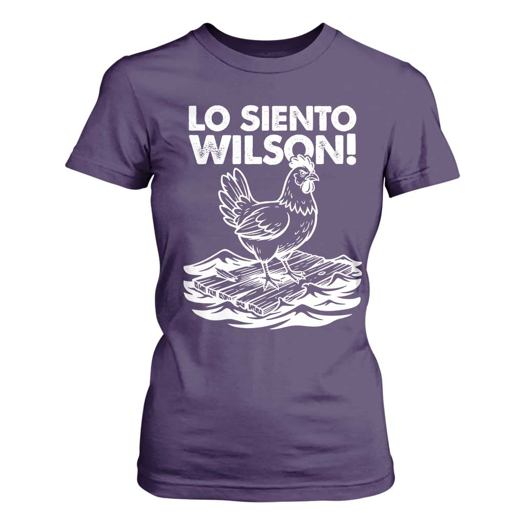 Lo Siento Wilson Funny Chicken Floating Meme T Shirt For Women Viral Rooster Spanish Apology Trend TS02 Purple Print Your Wear