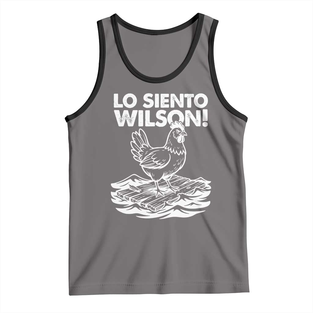 Lo Siento Wilson Funny Chicken Floating Meme Tank Top Viral Rooster Spanish Apology Trend TS02 Deep Heather Black Print Your Wear