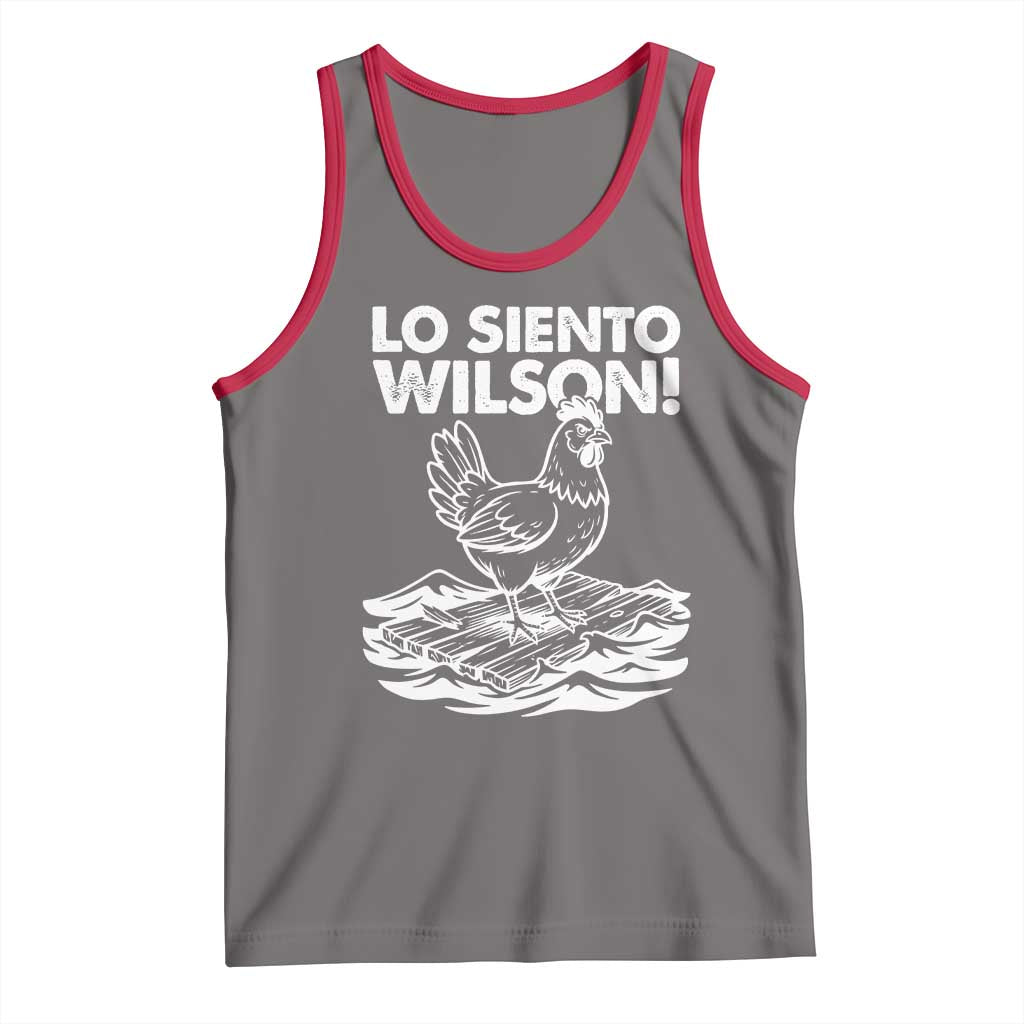 Lo Siento Wilson Funny Chicken Floating Meme Tank Top Viral Rooster Spanish Apology Trend TS02 Deep Heather Red Print Your Wear