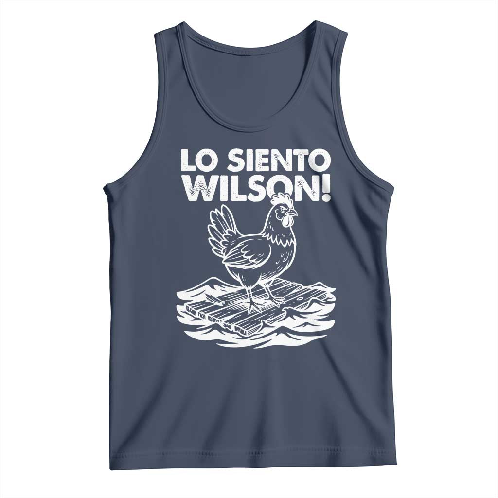 Lo Siento Wilson Funny Chicken Floating Meme Tank Top Viral Rooster Spanish Apology Trend TS02 Navy Print Your Wear