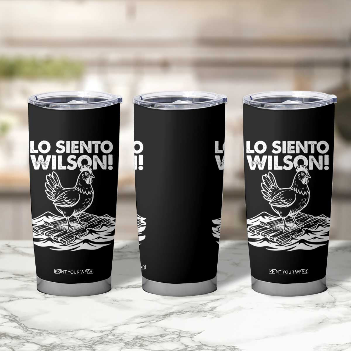 Lo Siento Wilson Funny Chicken Floating Meme Tumbler Cup Viral Rooster Spanish Apology Trend TS02 Print Your Wear