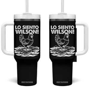 Lo Siento Wilson Funny Chicken Floating Meme Tumbler With Handle Viral Rooster Spanish Apology Trend TS02 One Size: 40 oz Black Print Your Wear