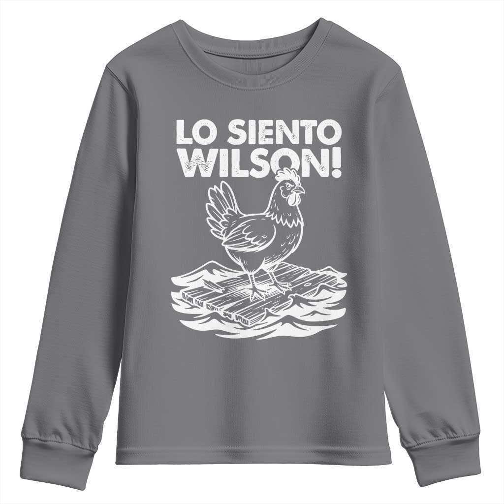 Lo Siento Wilson Funny Chicken Floating Meme Youth Sweatshirt Viral Rooster Spanish Apology Trend TS02 Charcoal Print Your Wear
