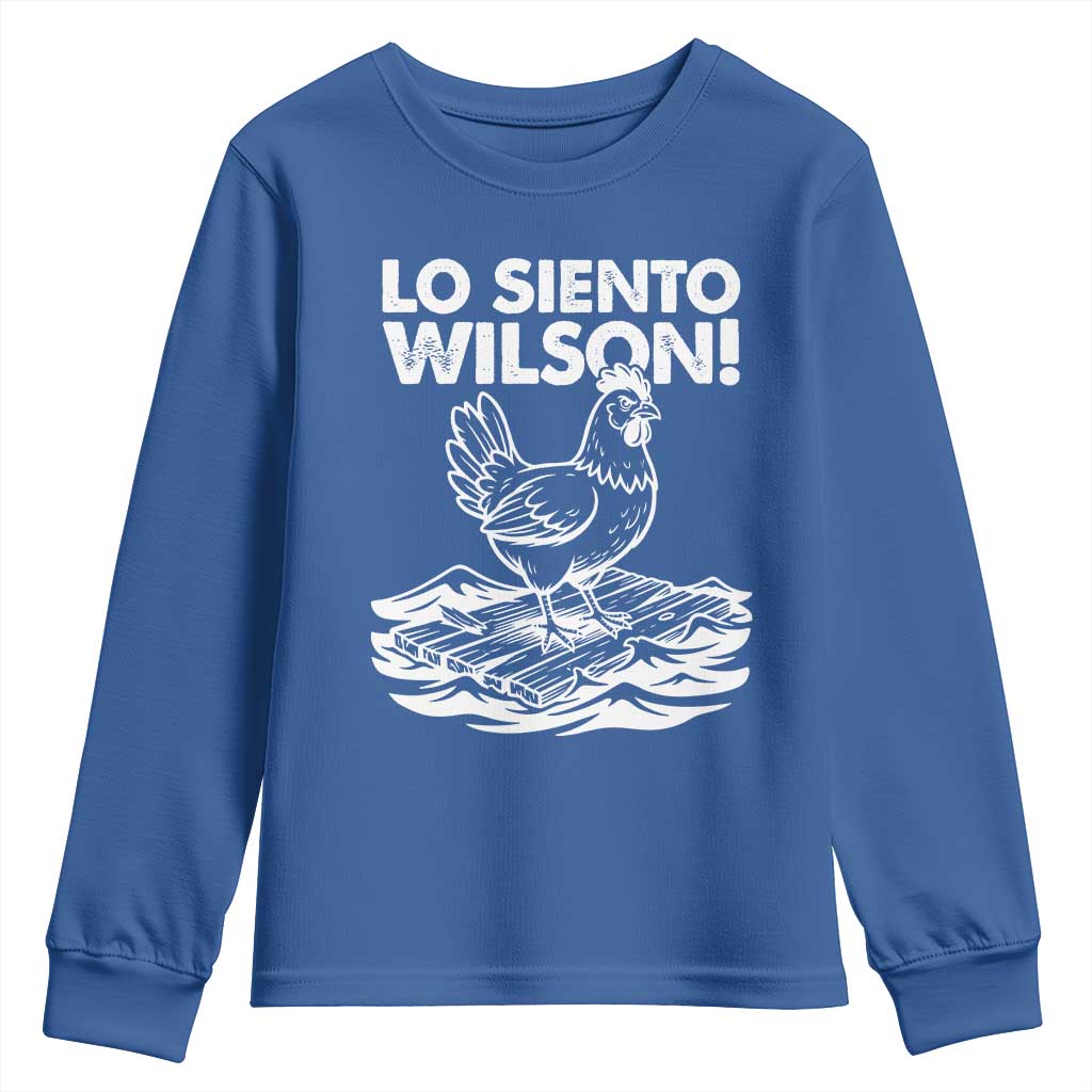 Lo Siento Wilson Funny Chicken Floating Meme Youth Sweatshirt Viral Rooster Spanish Apology Trend TS02 Royal Blue Print Your Wear