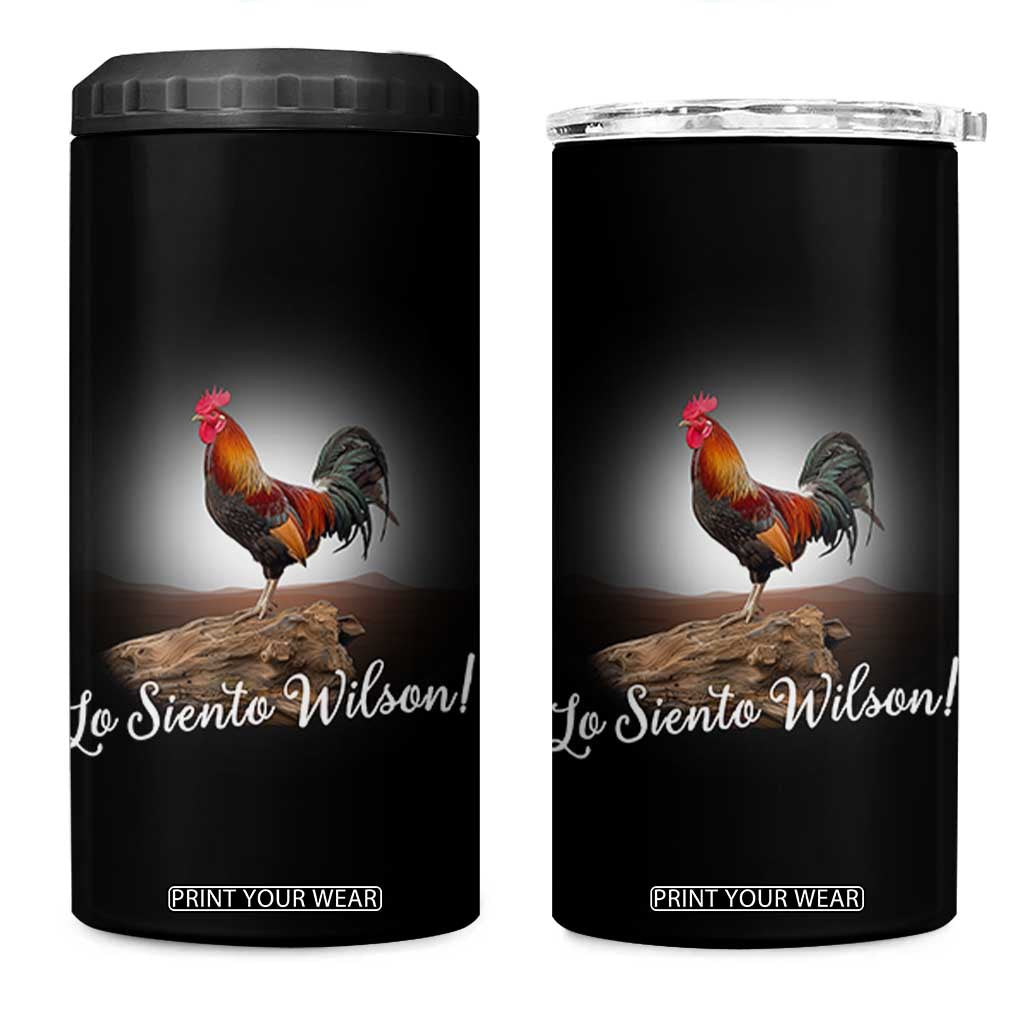 Lo Siento Wilson Funny Chicken Floating Meme 4 in 1 Can Cooler Tumbler Dramatic Rooster Parody Spanish Apology TS02 One Size: 16 oz Black Print Your Wear