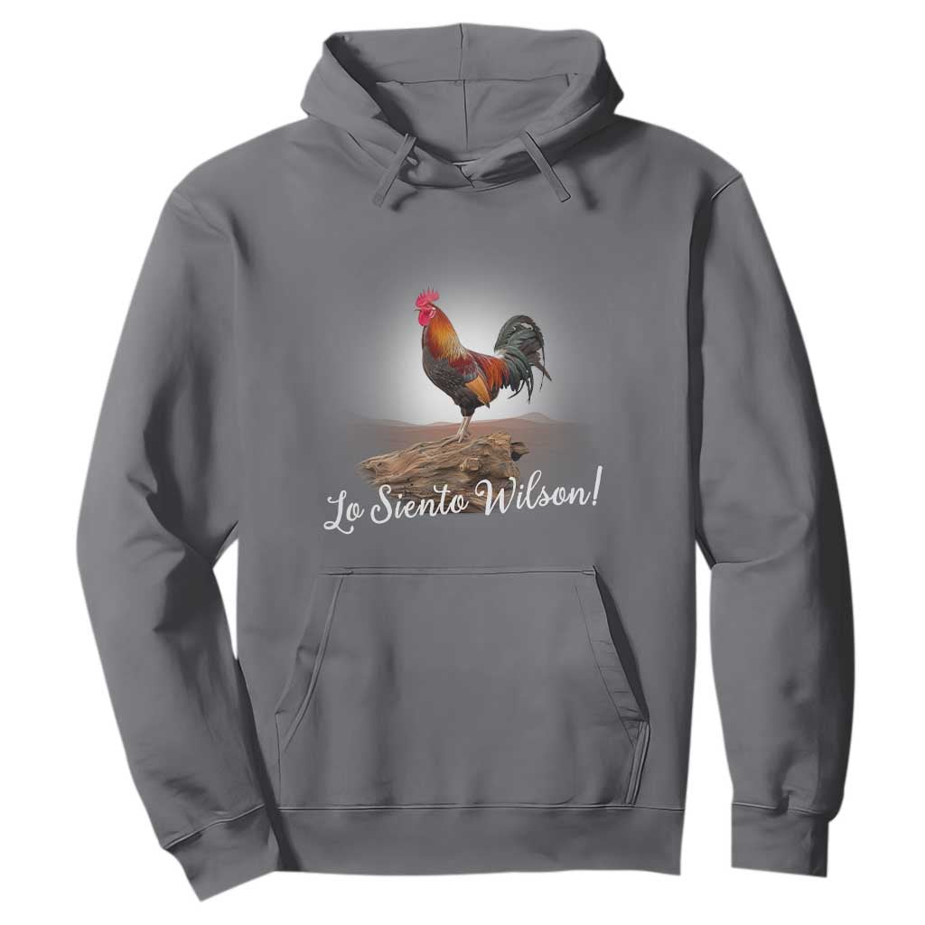 Lo Siento Wilson Funny Chicken Floating Meme Hoodie Dramatic Rooster Parody Spanish Apology TS02 Charcoal Print Your Wear