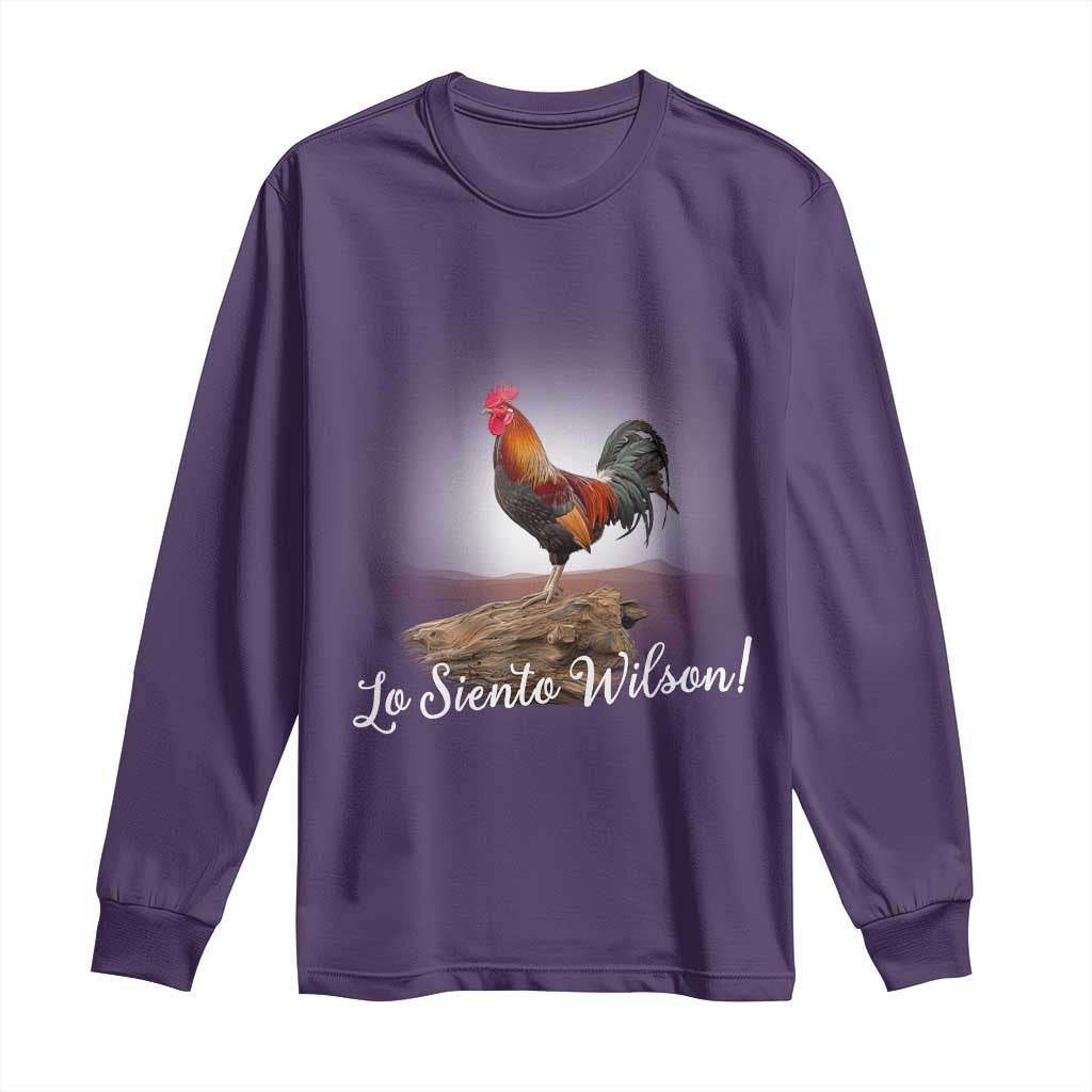 Lo Siento Wilson Funny Chicken Floating Meme Long Sleeve Shirt Dramatic Rooster Parody Spanish Apology TS02 Purple Print Your Wear