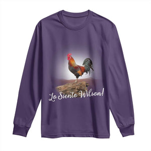 Lo Siento Wilson Funny Chicken Floating Meme Long Sleeve Shirt Dramatic Rooster Parody Spanish Apology TS02 Purple Print Your Wear