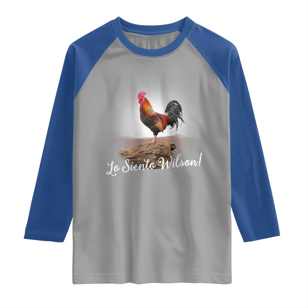 Lo Siento Wilson Funny Chicken Floating Meme Raglan Shirt Dramatic Rooster Parody Spanish Apology TS02 Sport Gray Royal Print Your Wear