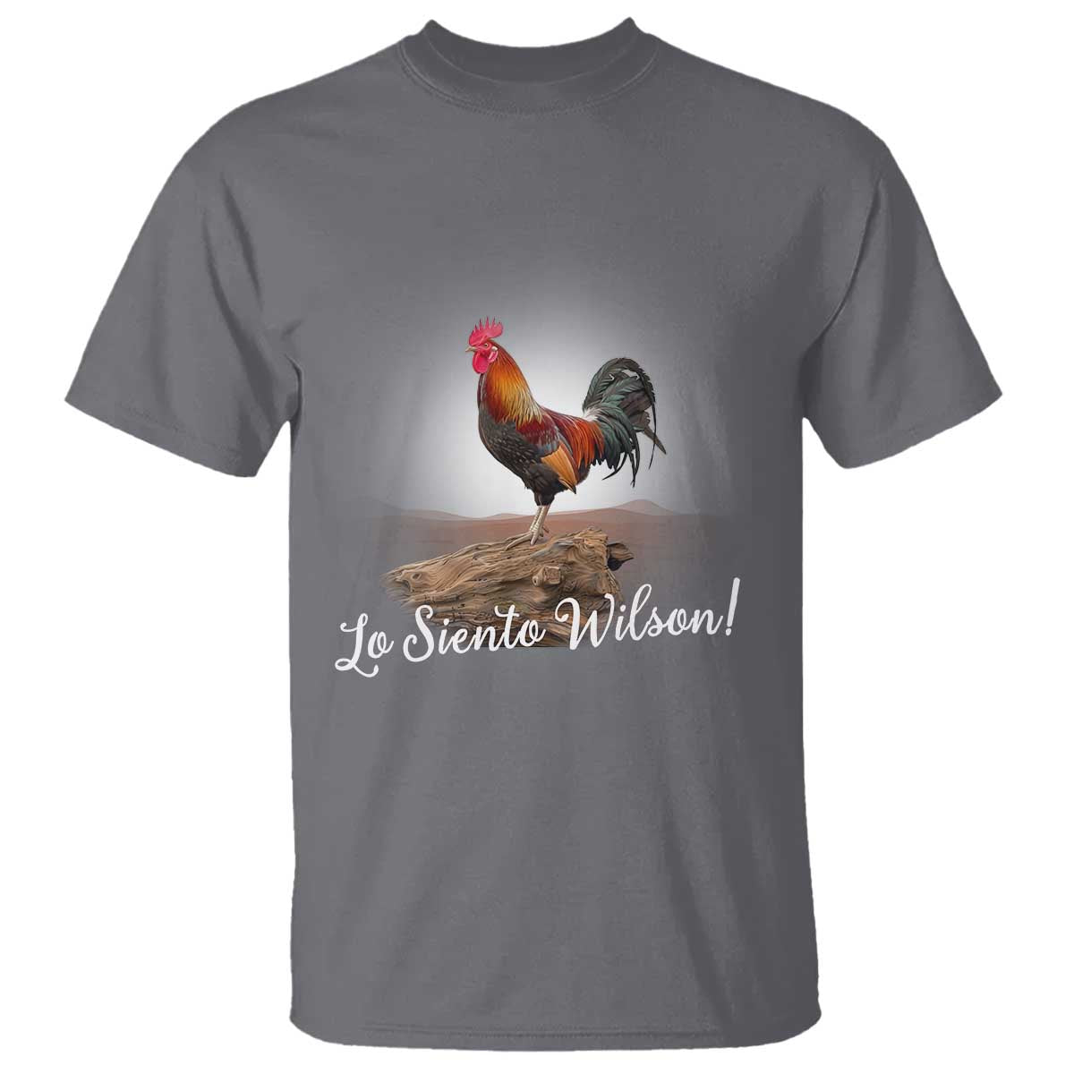 Lo Siento Wilson Funny Chicken Floating Meme T Shirt Dramatic Rooster Parody Spanish Apology TS02 Charcoal Print Your Wear