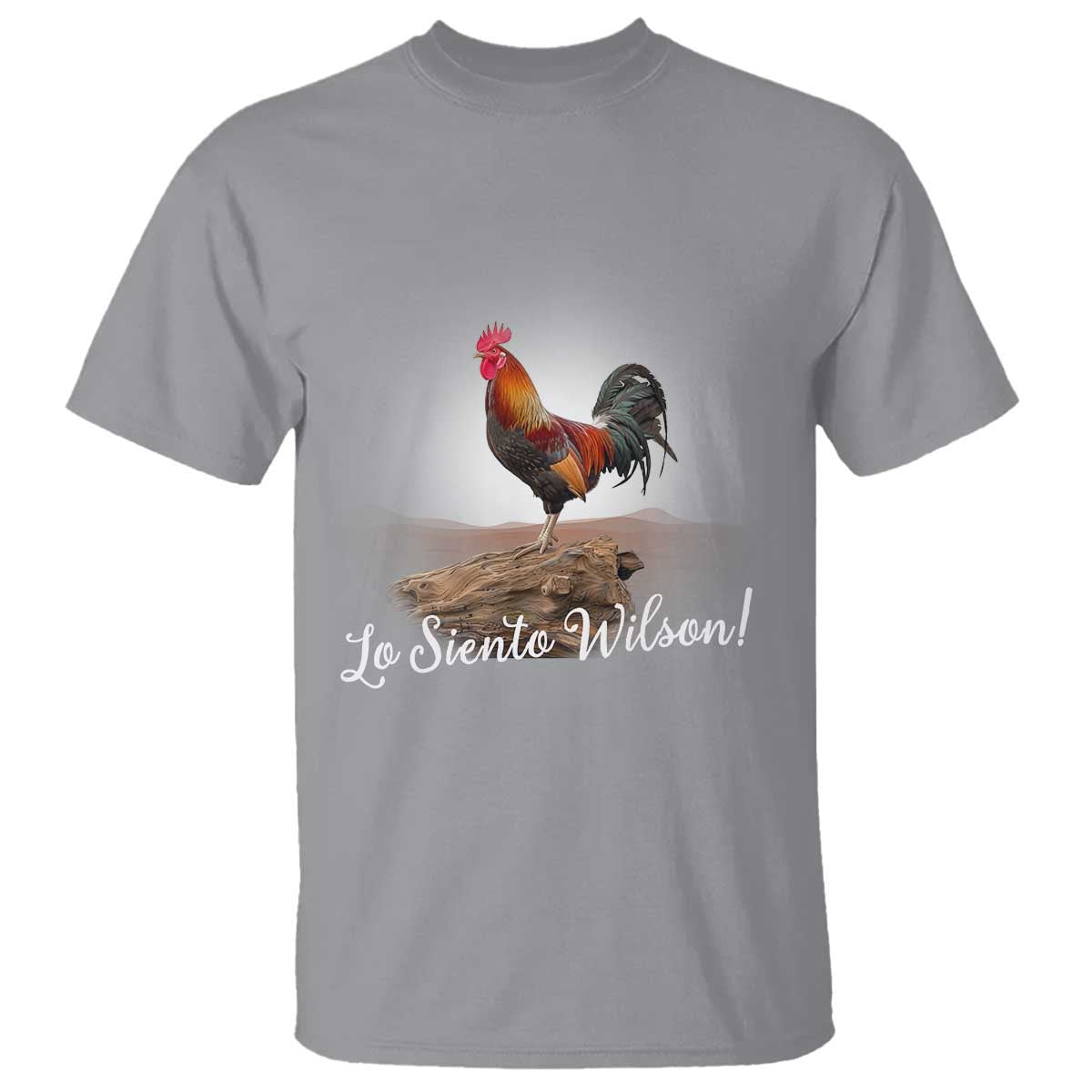 Lo Siento Wilson Funny Chicken Floating Meme T Shirt Dramatic Rooster Parody Spanish Apology TS02 Sport Gray Print Your Wear