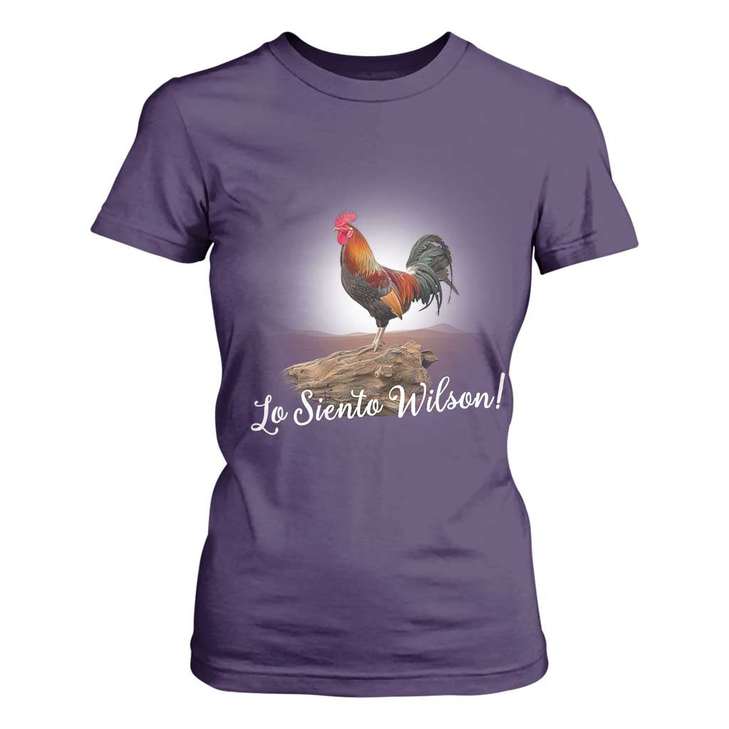Lo Siento Wilson Funny Chicken Floating Meme T Shirt For Women Dramatic Rooster Parody Spanish Apology TS02 Purple Print Your Wear