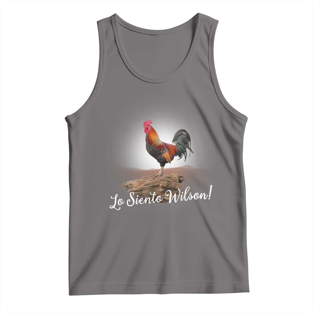 Lo Siento Wilson Funny Chicken Floating Meme Tank Top Dramatic Rooster Parody Spanish Apology TS02 Deep Heather Print Your Wear