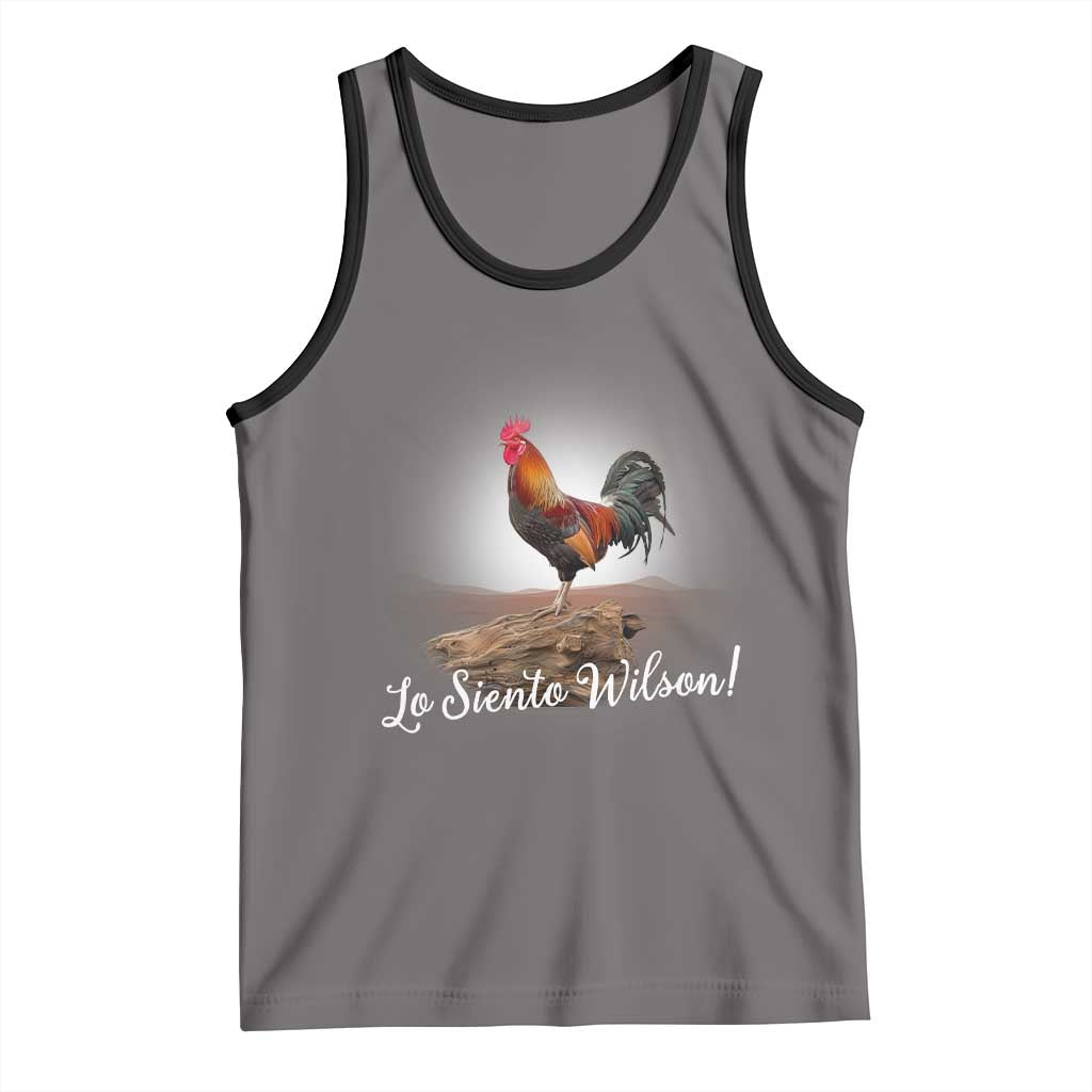Lo Siento Wilson Funny Chicken Floating Meme Tank Top Dramatic Rooster Parody Spanish Apology TS02 Deep Heather Black Print Your Wear