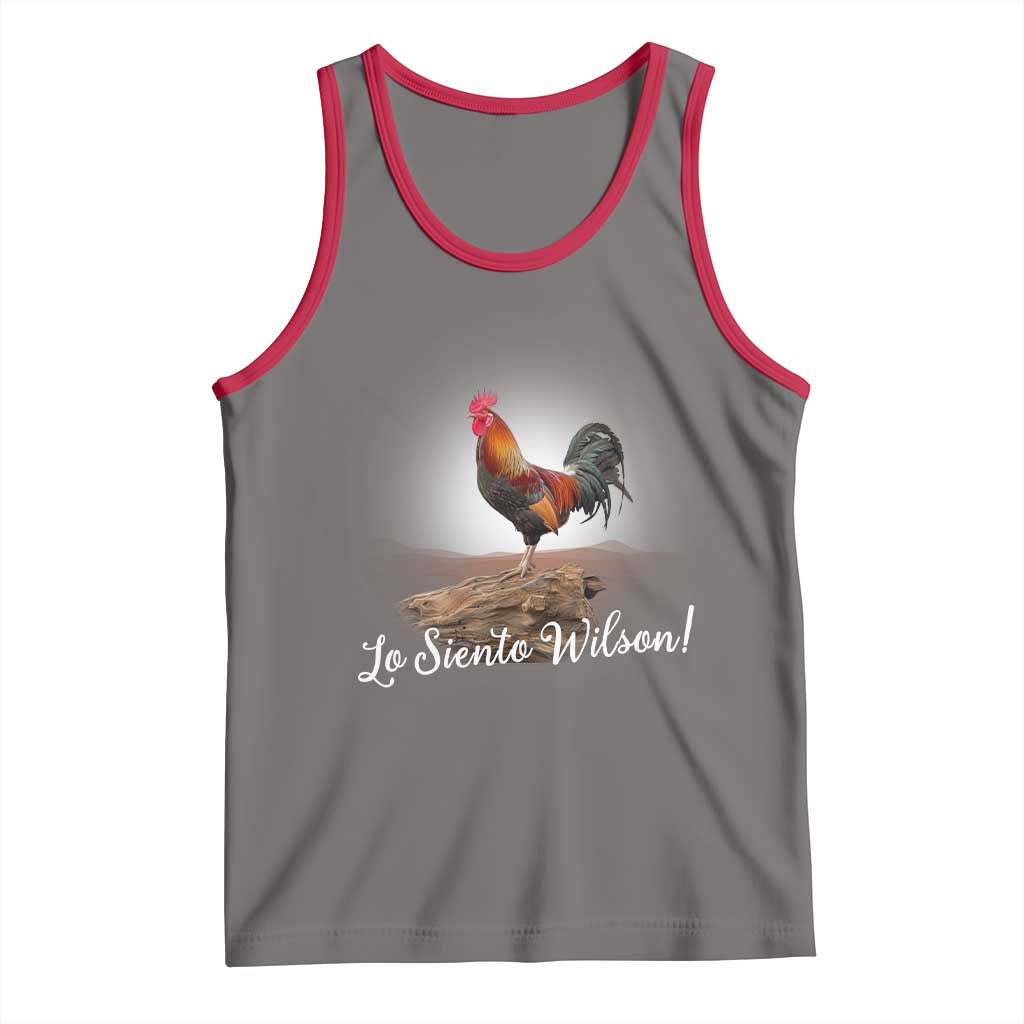Lo Siento Wilson Funny Chicken Floating Meme Tank Top Dramatic Rooster Parody Spanish Apology TS02 Deep Heather Red Print Your Wear