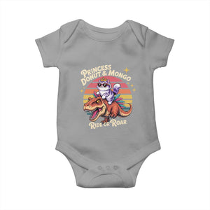 Royal Cat Princess and Raptor Ride or Roar Baby Onesie Funny Cat Riding Dinosaur Retro Sunset TS02 Sport Gray Print Your Wear