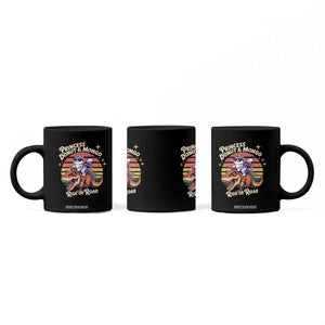 Royal Cat Princess and Raptor Ride or Roar Coffee Mug Funny Cat Riding Dinosaur Retro Sunset TS02 Print Your Wear