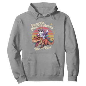 Royal Cat Princess and Raptor Ride or Roar Hoodie Funny Cat Riding Dinosaur Retro Sunset TS02 Sport Gray Print Your Wear