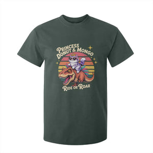 Royal Cat Princess and Raptor Ride or Roar T Shirt For Kid Funny Cat Riding Dinosaur Retro Sunset TS02 Dark Forest Green Print Your Wear