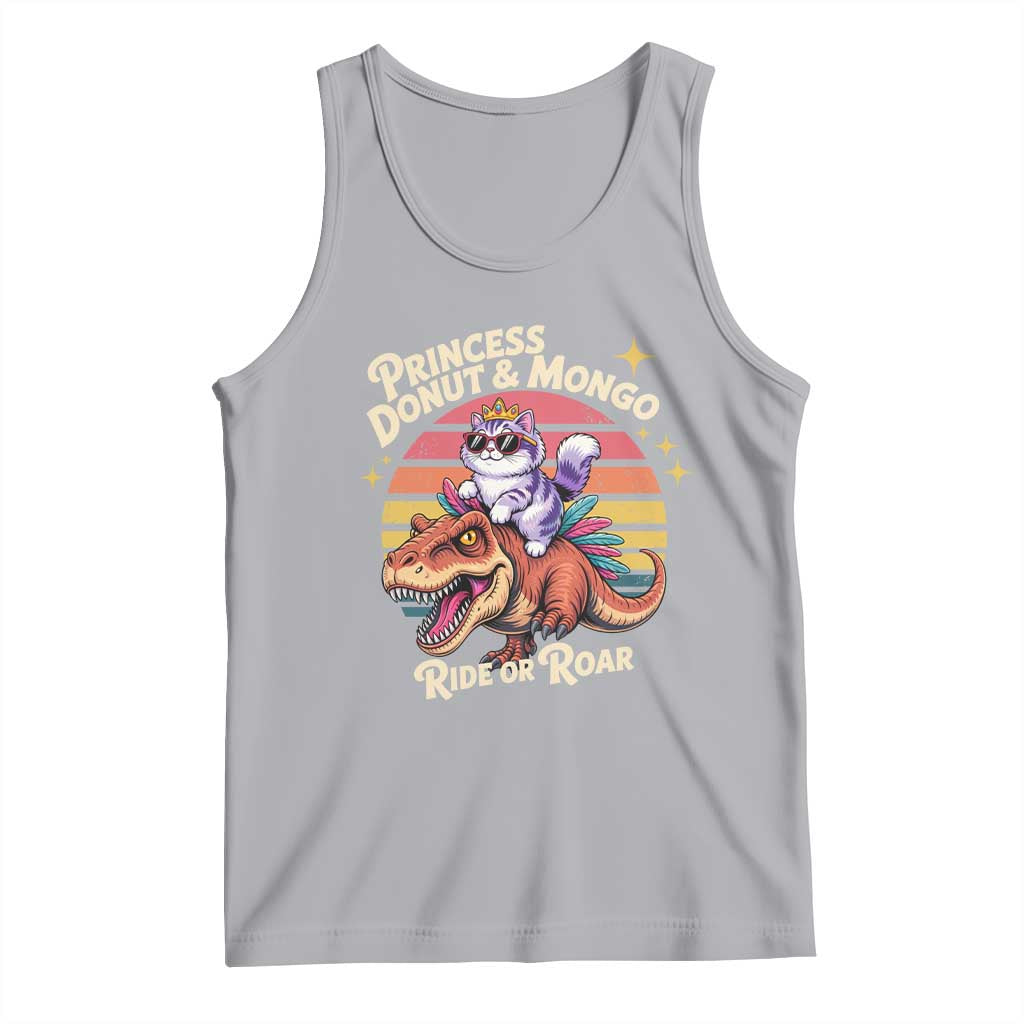 Royal Cat Princess and Raptor Ride or Roar Tank Top Funny Cat Riding Dinosaur Retro Sunset TS02 Athletic Heather Print Your Wear