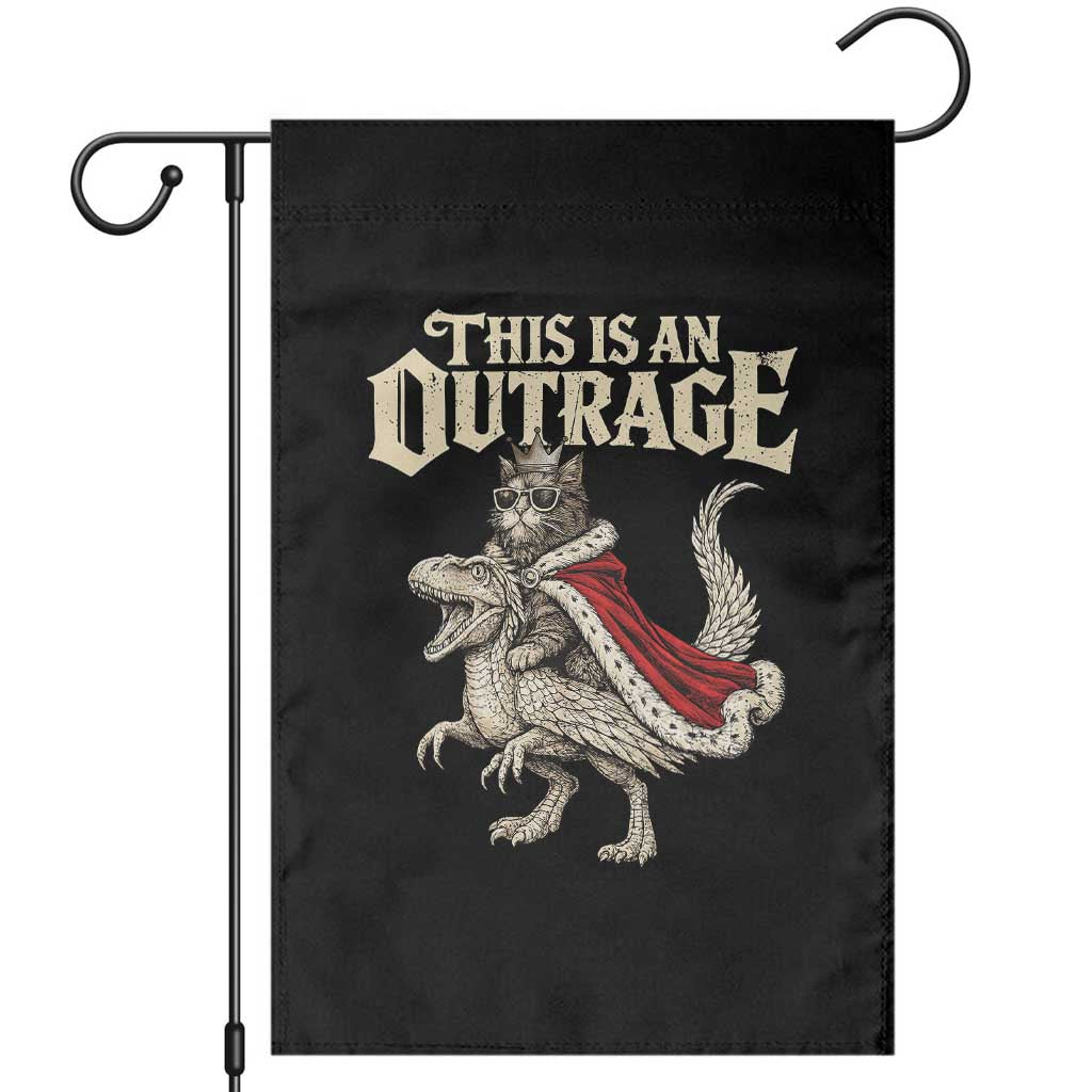 This Is an Outrage Royal Cat Garden Flag Funny Princess Cat Riding Dragon Fantasy TS02 Black Print Your Wear