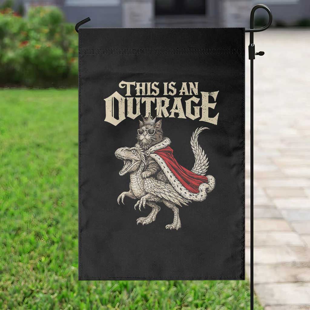 This Is an Outrage Royal Cat Garden Flag Funny Princess Cat Riding Dragon Fantasy TS02 Print Your Wear
