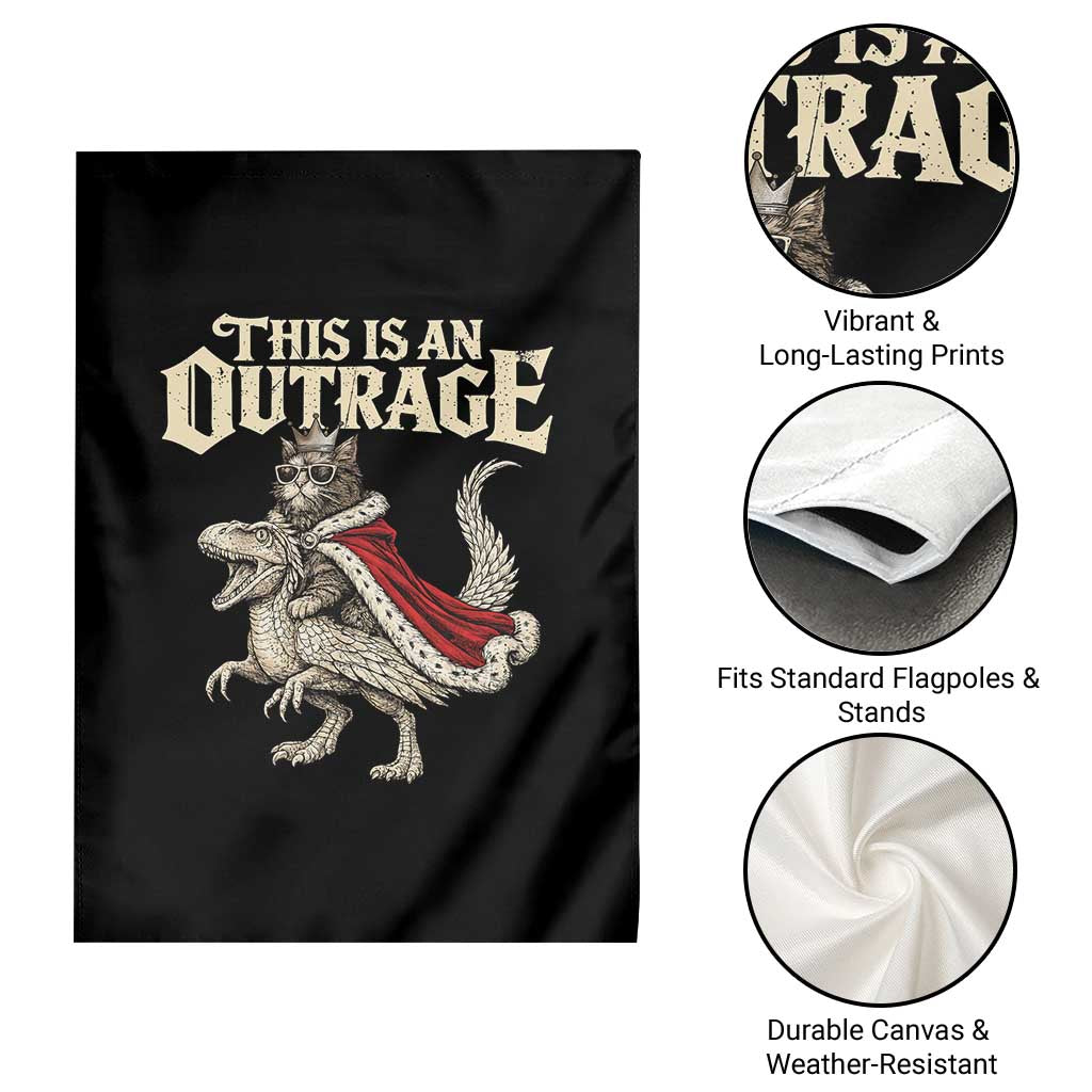 This Is an Outrage Royal Cat Garden Flag Funny Princess Cat Riding Dragon Fantasy TS02 Print Your Wear