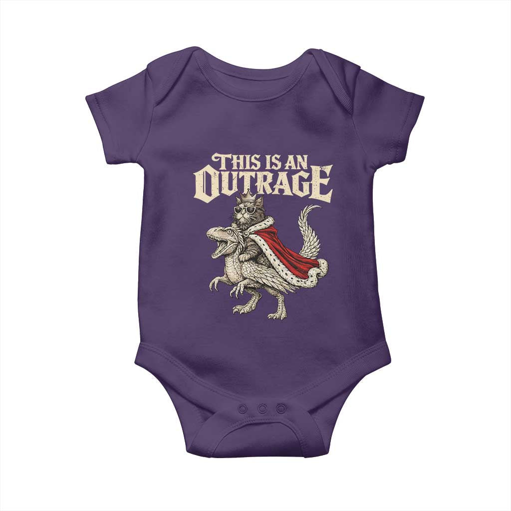 This Is an Outrage Royal Cat Baby Onesie Funny Princess Cat Riding Dragon Fantasy TS02 Purple Print Your Wear