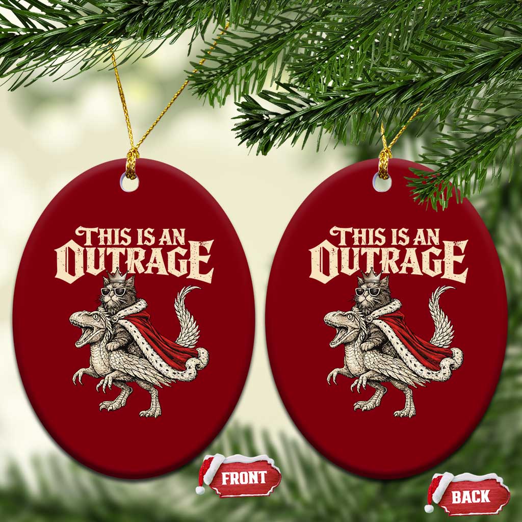 This Is an Outrage Royal Cat Ceramic Ornament Funny Princess Cat Riding Dragon Fantasy TS02 Print Your Wear