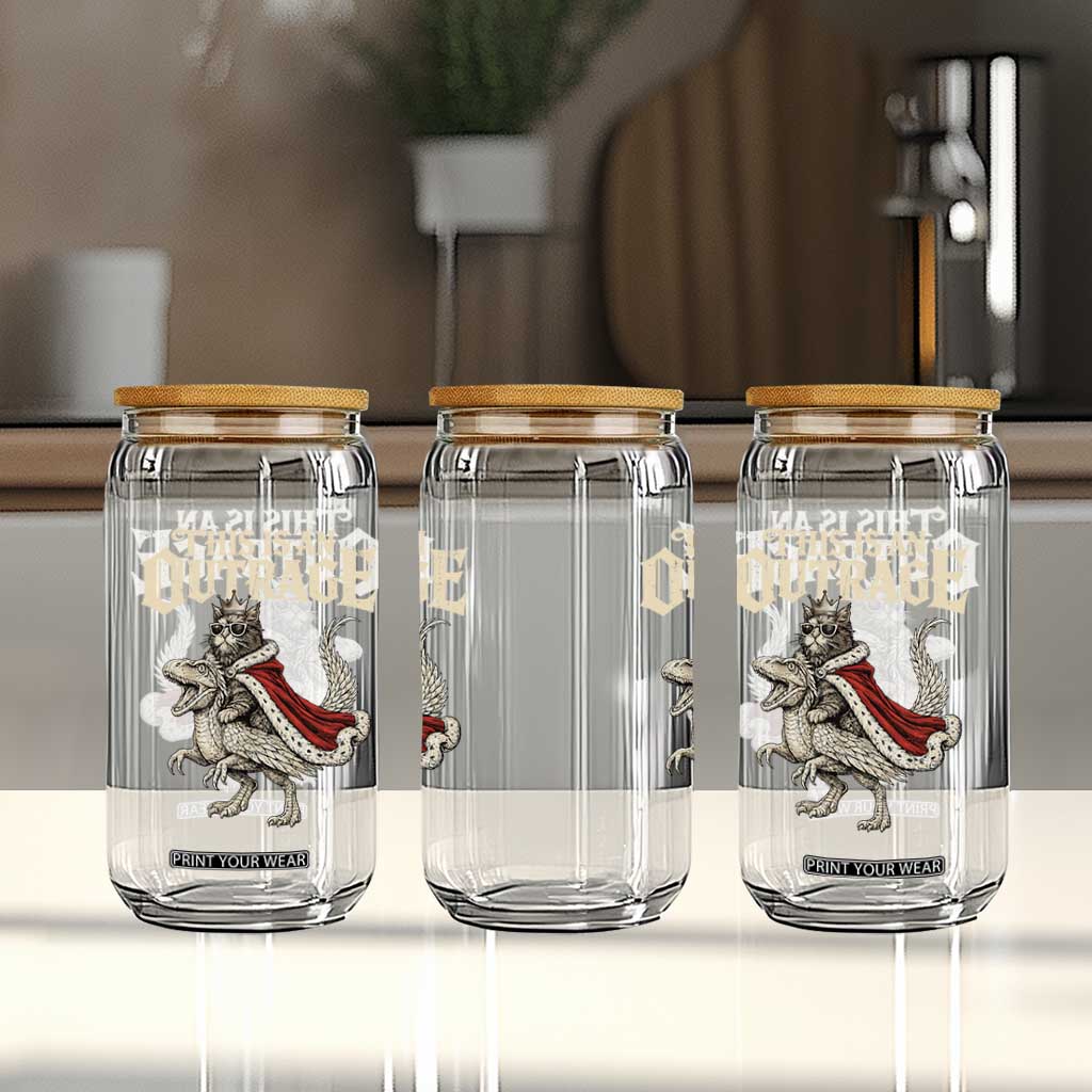 This Is an Outrage Royal Cat Glass Can Funny Princess Cat Riding Dragon Fantasy TS02 Print Your Wear