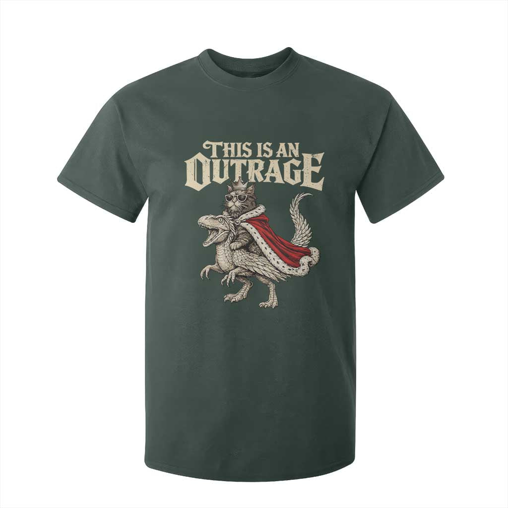 This Is an Outrage Royal Cat T Shirt For Kid Funny Princess Cat Riding Dragon Fantasy TS02 Dark Forest Green Print Your Wear