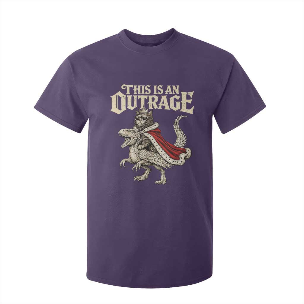 This Is an Outrage Royal Cat T Shirt For Kid Funny Princess Cat Riding Dragon Fantasy TS02 Purple Print Your Wear