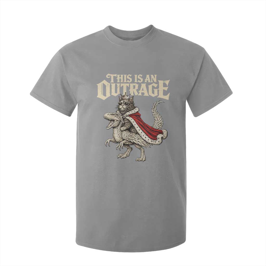 This Is an Outrage Royal Cat T Shirt For Kid Funny Princess Cat Riding Dragon Fantasy TS02 Sport Gray Print Your Wear
