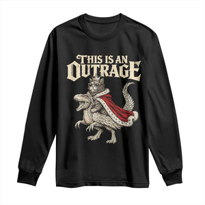 This Is an Outrage Royal Cat Long Sleeve Shirt Funny Princess Cat Riding Dragon Fantasy TS02 Black Print Your Wear