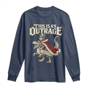 This Is an Outrage Royal Cat Long Sleeve Shirt Funny Princess Cat Riding Dragon Fantasy TS02 Navy Print Your Wear