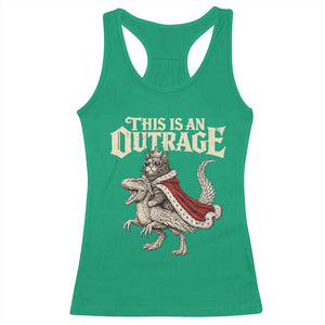 This Is an Outrage Royal Cat Racerback Tank Top Funny Princess Cat Riding Dragon Fantasy TS02 Irish Green Print Your Wear
