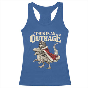 This Is an Outrage Royal Cat Racerback Tank Top Funny Princess Cat Riding Dragon Fantasy TS02 Royal Blue Print Your Wear