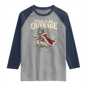 This Is an Outrage Royal Cat Raglan Shirt Funny Princess Cat Riding Dragon Fantasy TS02 Sport Gray Navy Print Your Wear