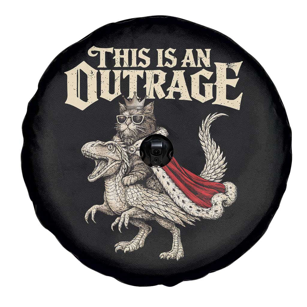 This Is an Outrage Royal Cat Spare Tire Cover Funny Princess Cat Riding Dragon Fantasy TS02 Print Your Wear